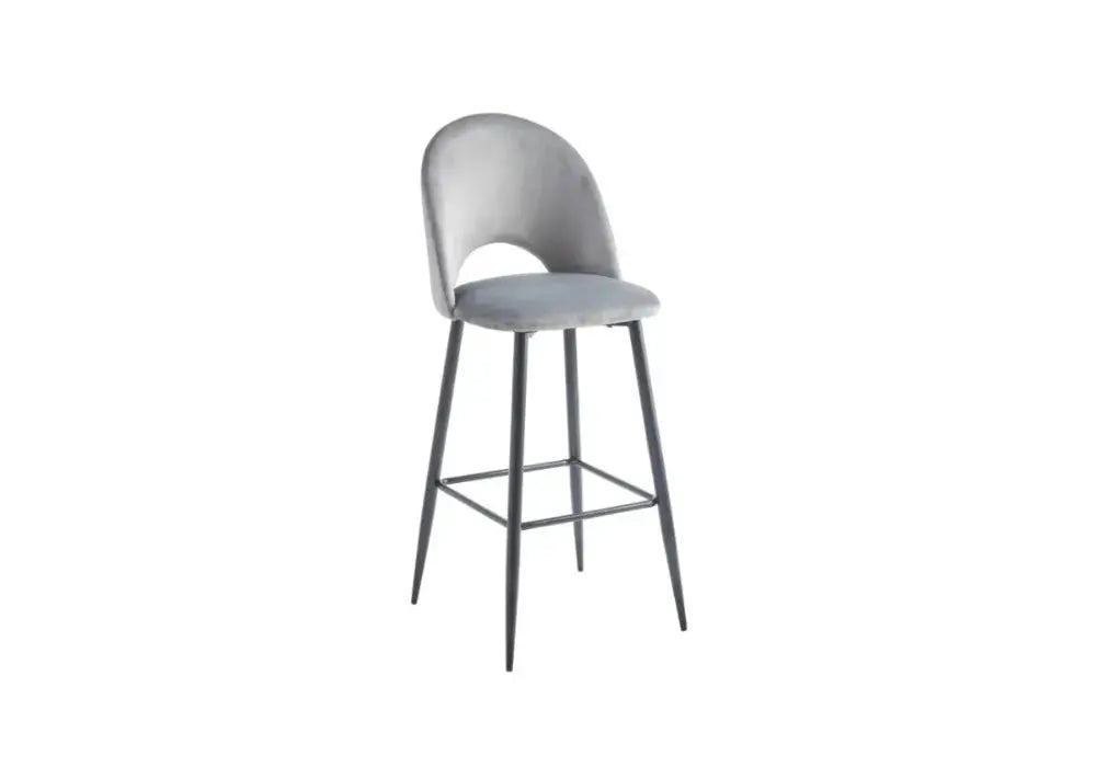 4 Chaises Bar Amelia Laine Bouclee Pied Noir Swedzo-Meuble