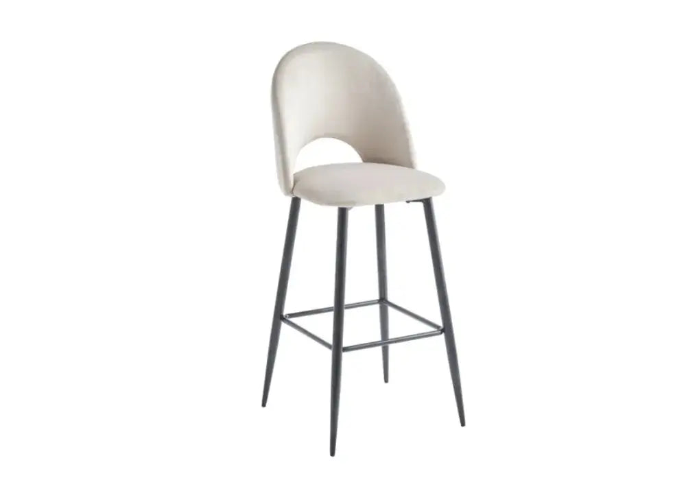 4 Chaises Bar Amelia Laine Bouclee Pied Noir Swedzo-Meuble