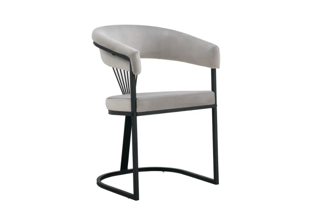 4 Chaises Brittany Velours Metal Pieds Noir