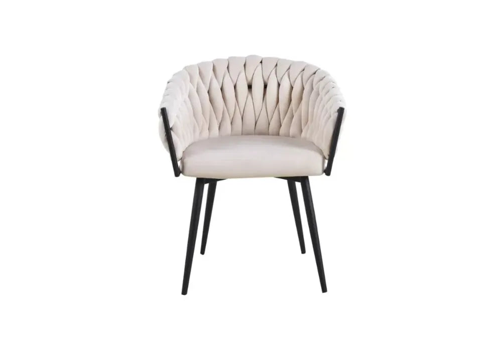 4 Chaises Tressee Velours Pied Metal Noir