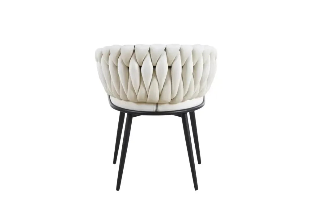 4 Chaises Tressee Velours Pied Metal Noir