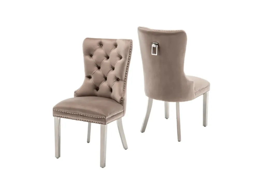 4 Chaises capitonnée argent LORA