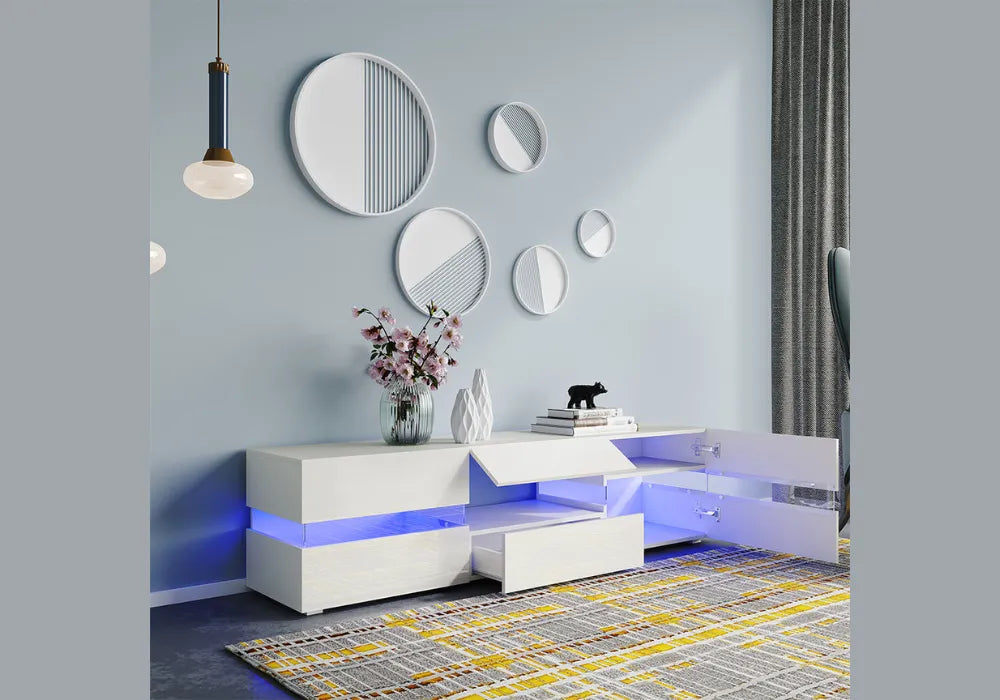 Meuble TV d'appoint en verre laqué