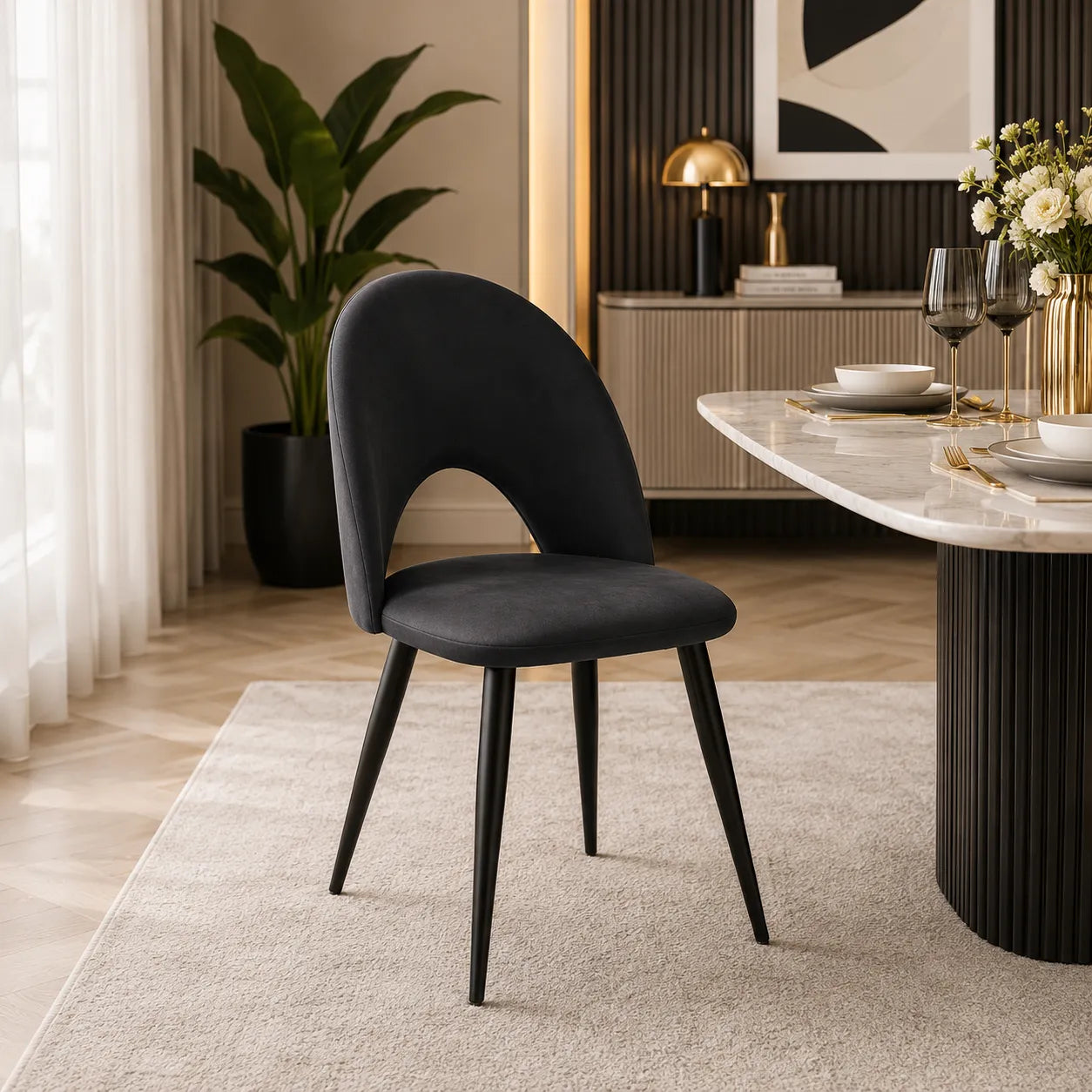 4 Chaises Amelia Pied Noir