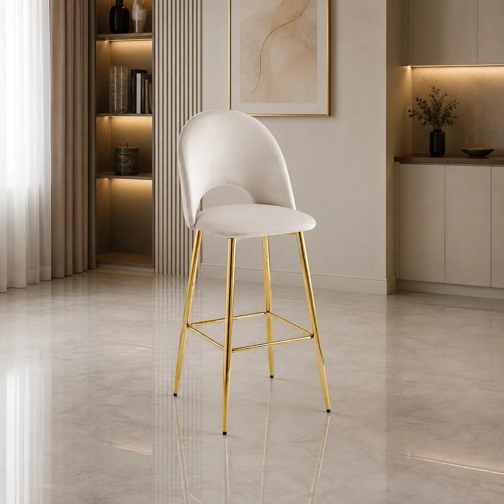 4 Chaises Bar Amelia Pieds Dore