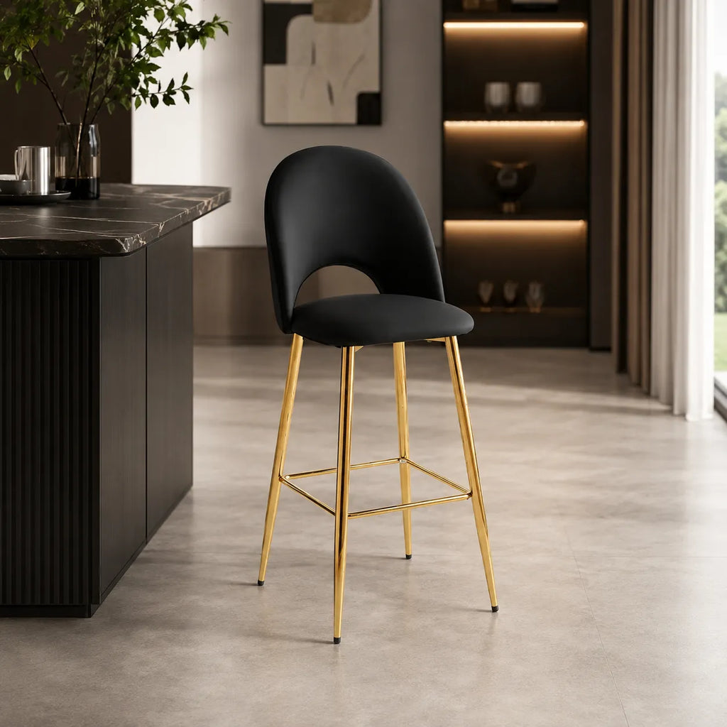 4 Chaises Bar Amelia Pieds Dore