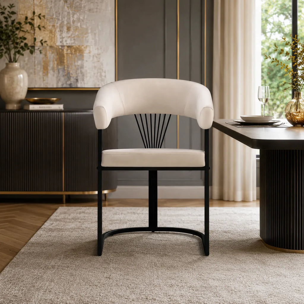 4 Chaises Brittany Velours Metal Pieds Noir