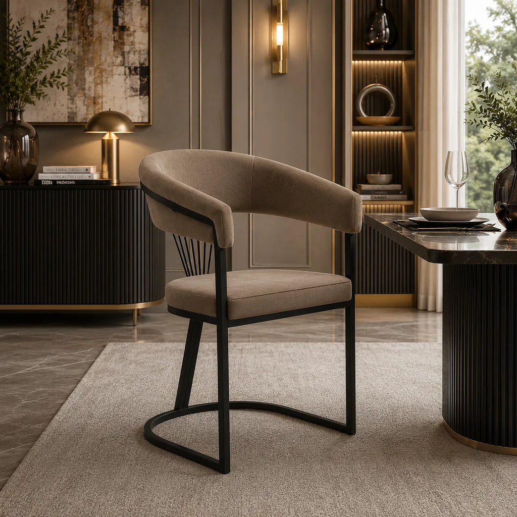 4 Chaises Brittany Velours Metal Pieds Noir