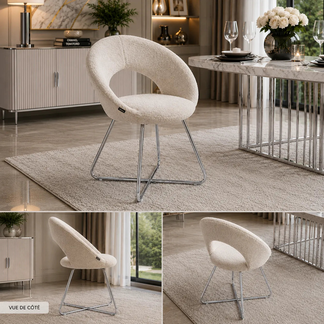 4 Chaises Bubble Pieds Chrome