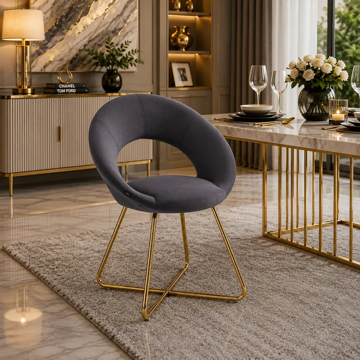 4 Chaises Bubble Pieds Gold