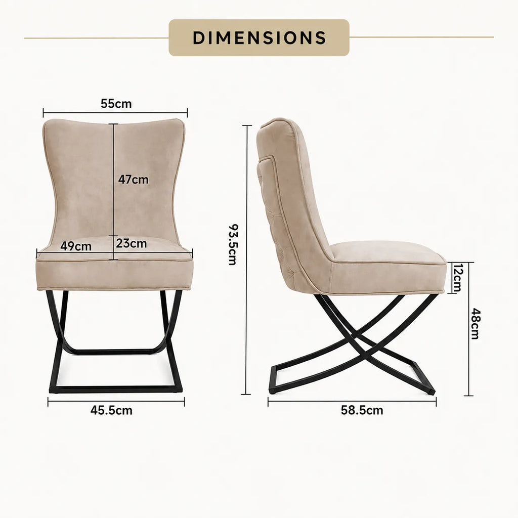4 Chaises Gabrielle Velours Pieds Metal Noir