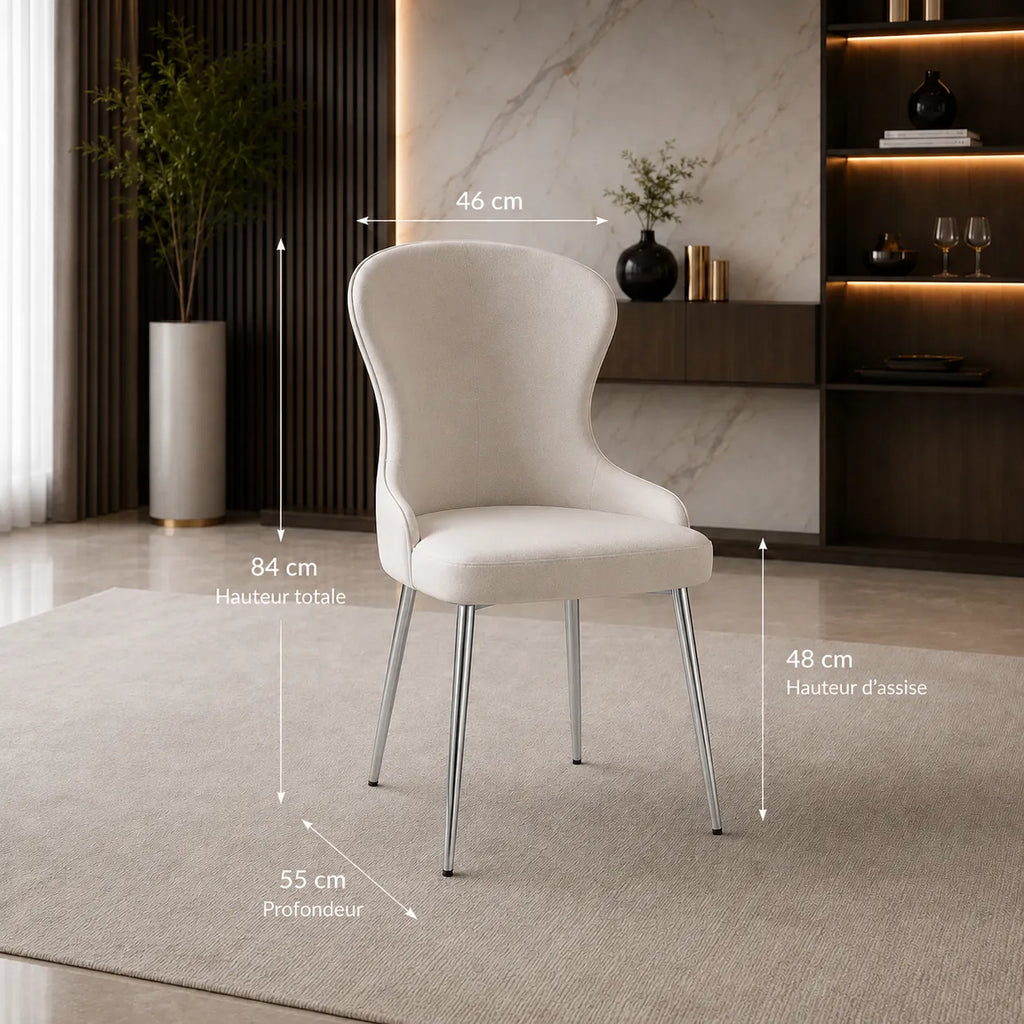 4 Chaises Hilton Pieds Chrome