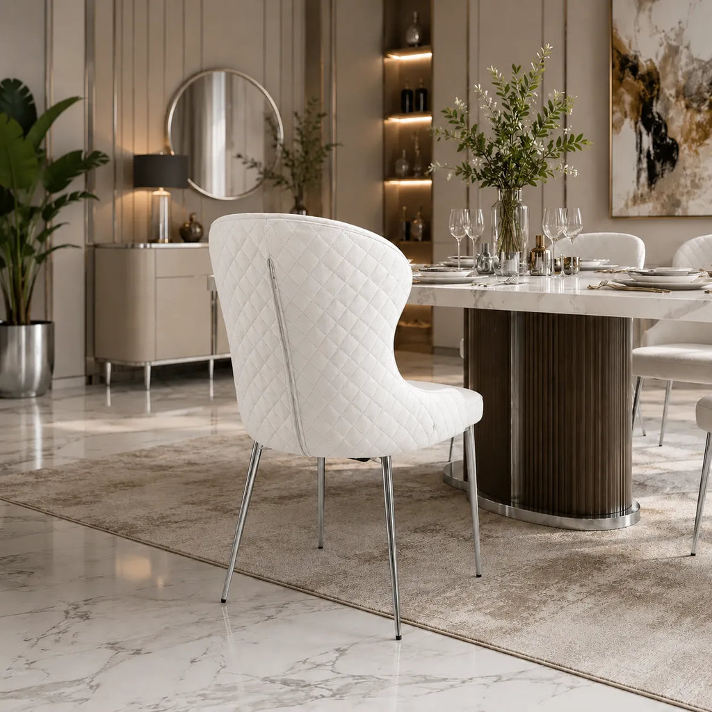 4 Chaises Hilton Pieds Chrome