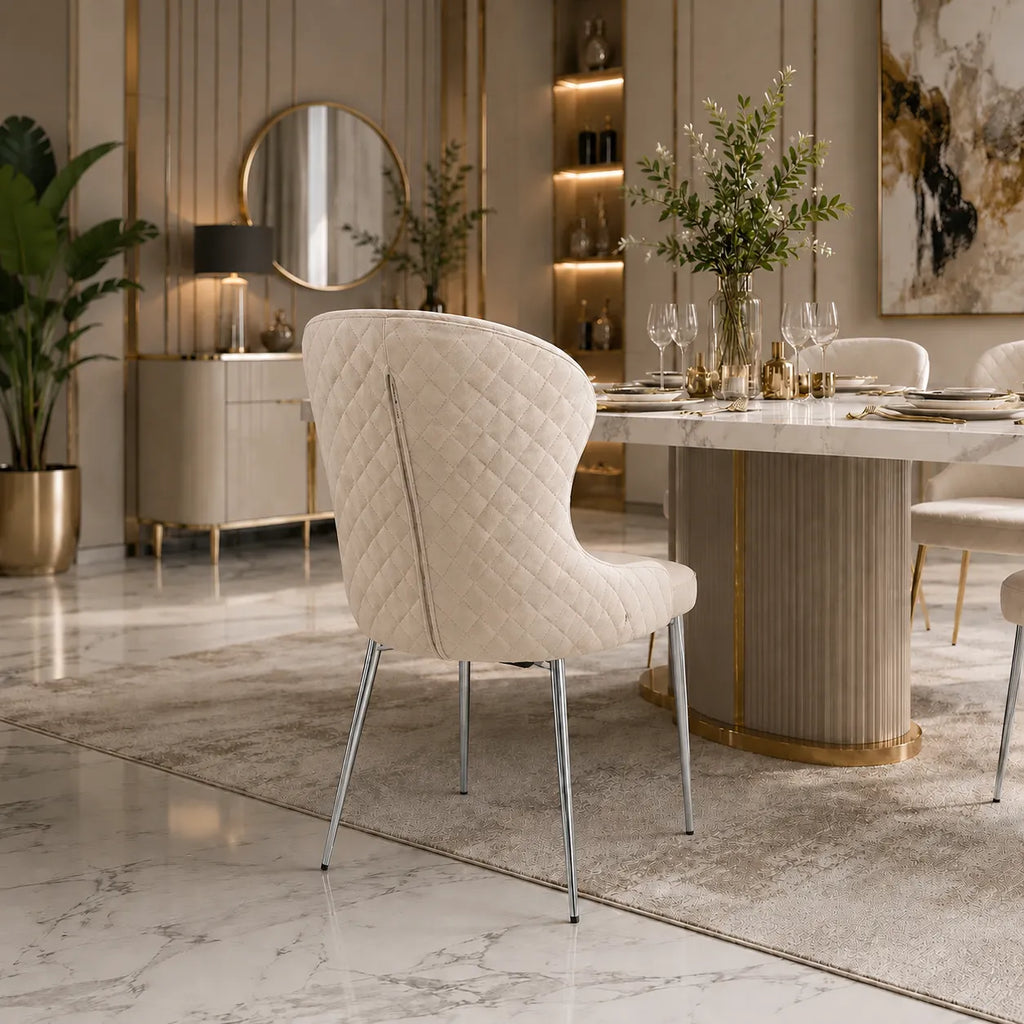 4 Chaises Hilton Pieds Chrome