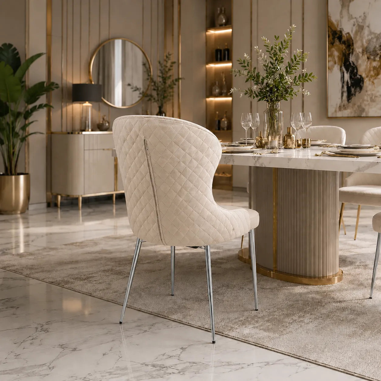 4 Chaises Hilton Pieds Chrome