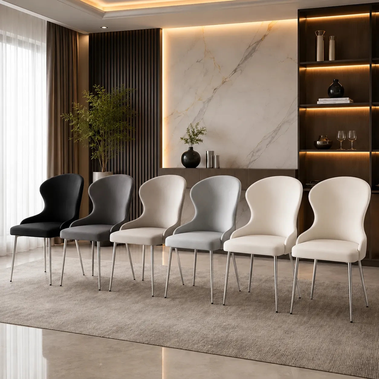 4 Chaises Hilton Pieds Chrome