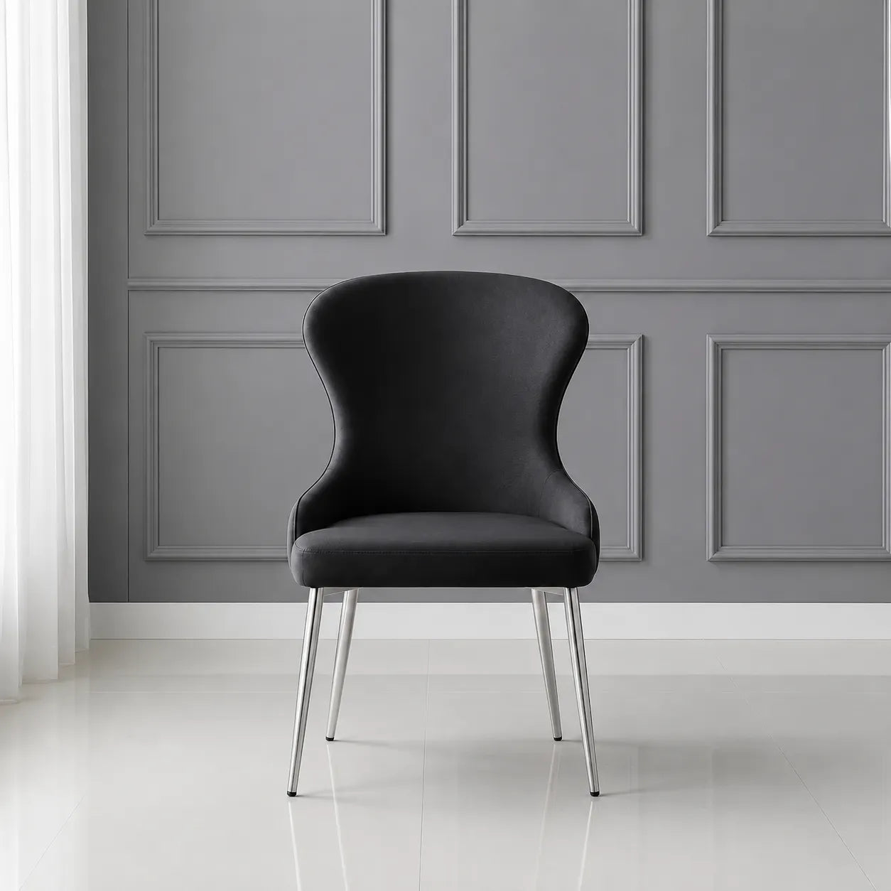 4 Chaises Hilton Pieds Chrome