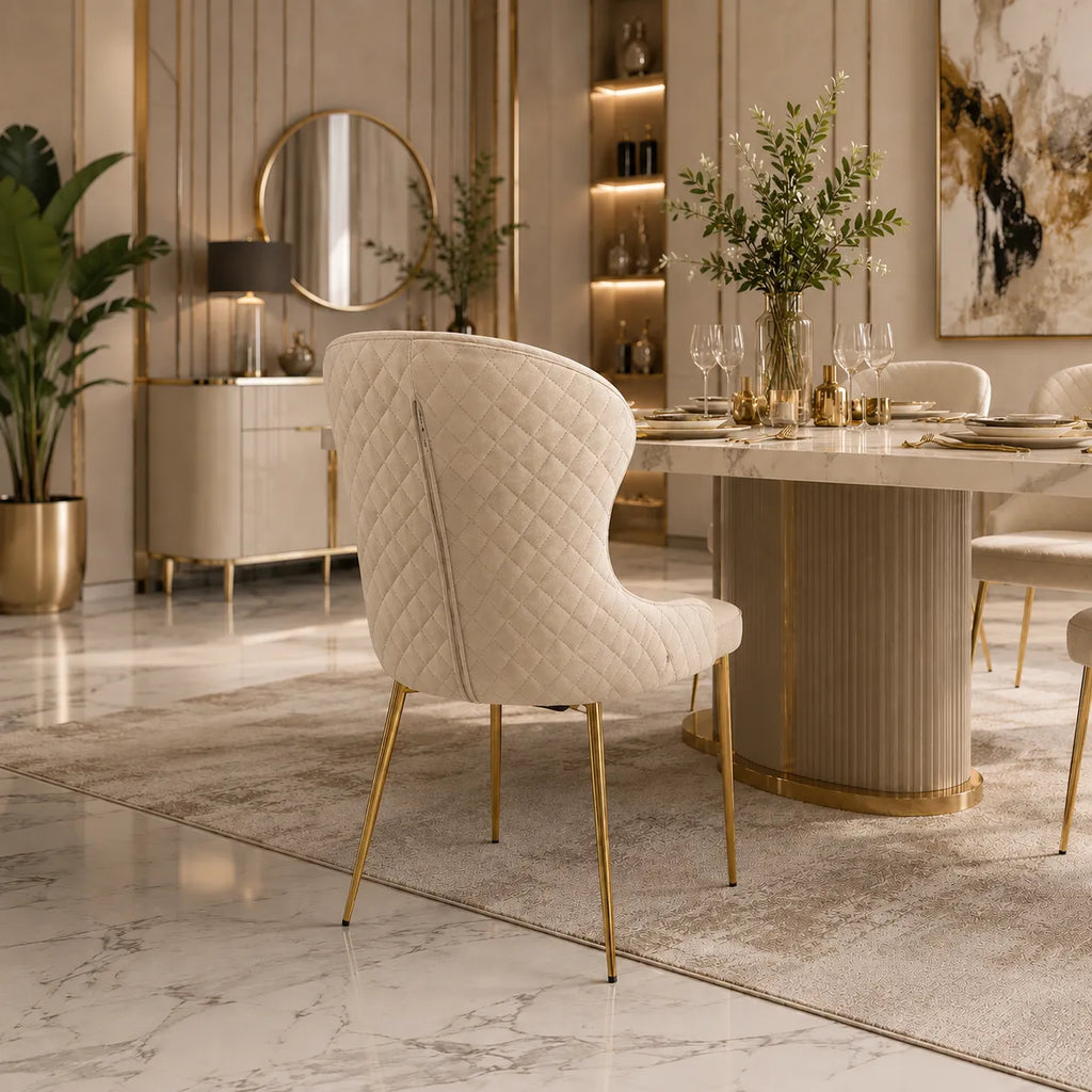 4 Chaises Hilton Pieds Gold