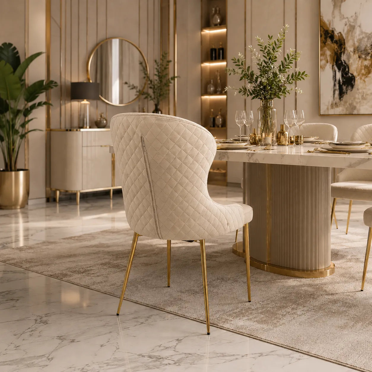 4 Chaises Hilton Pieds Gold