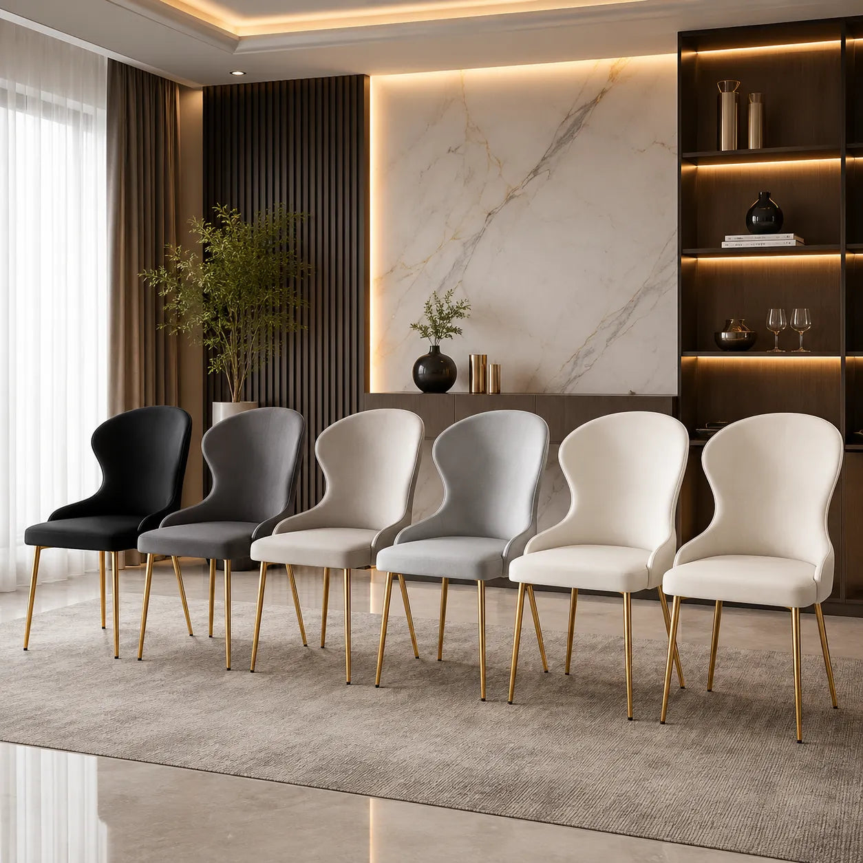 4 Chaises Hilton Pieds Gold
