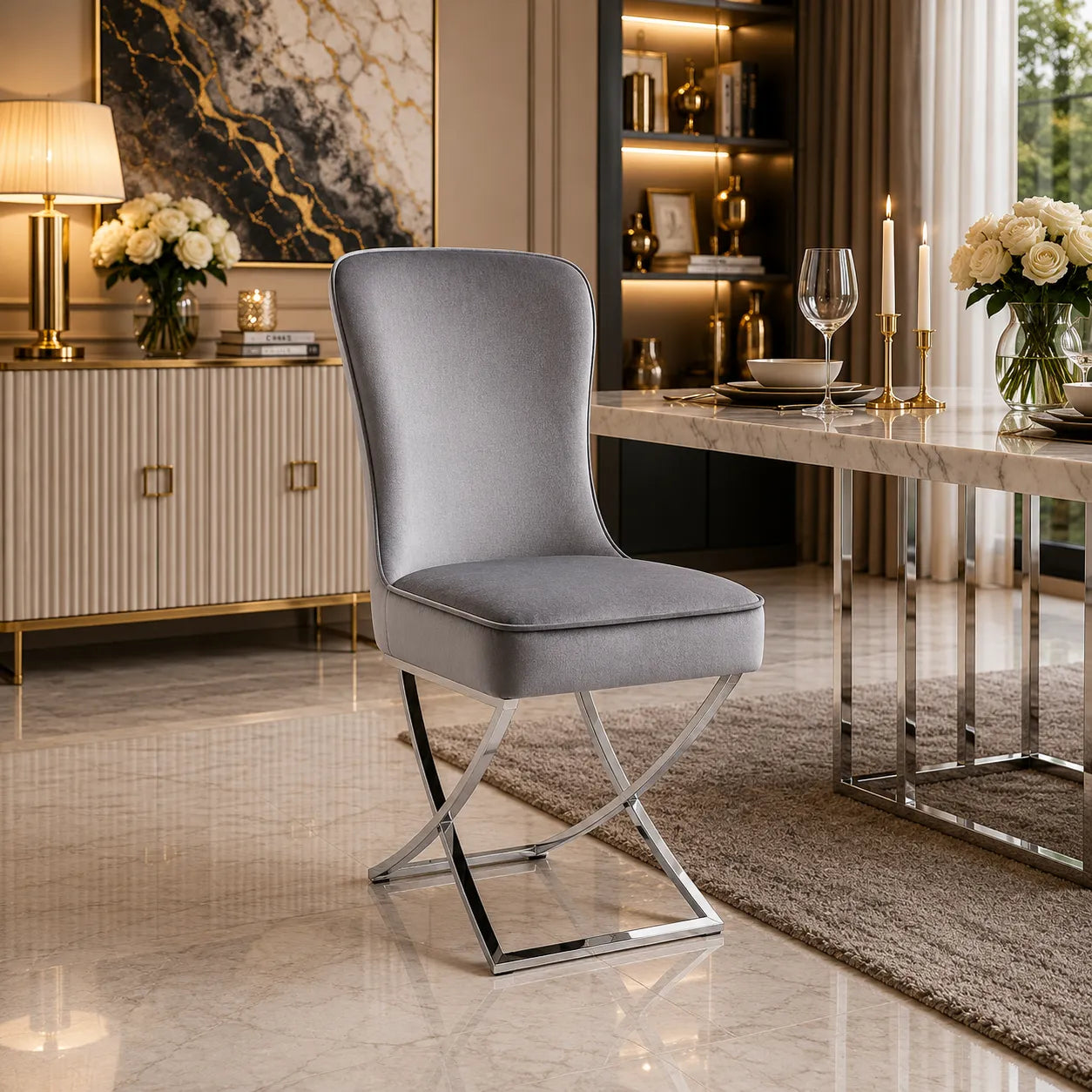 4 Chaises Josephine Pieds Gold