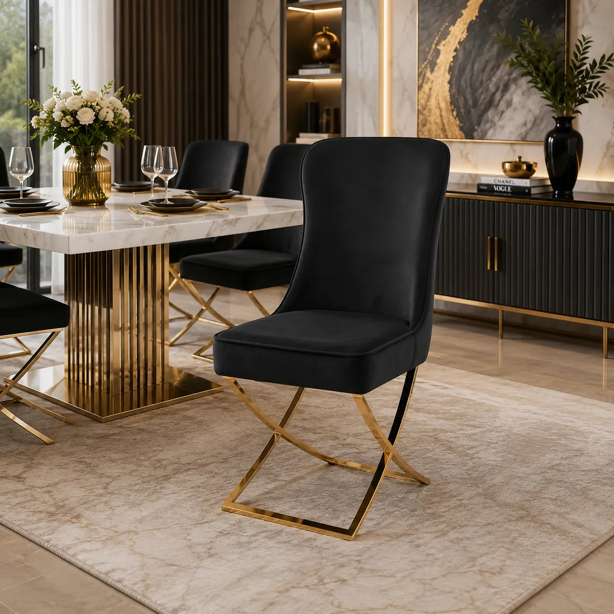 4 Chaises Josephine Pieds Gold