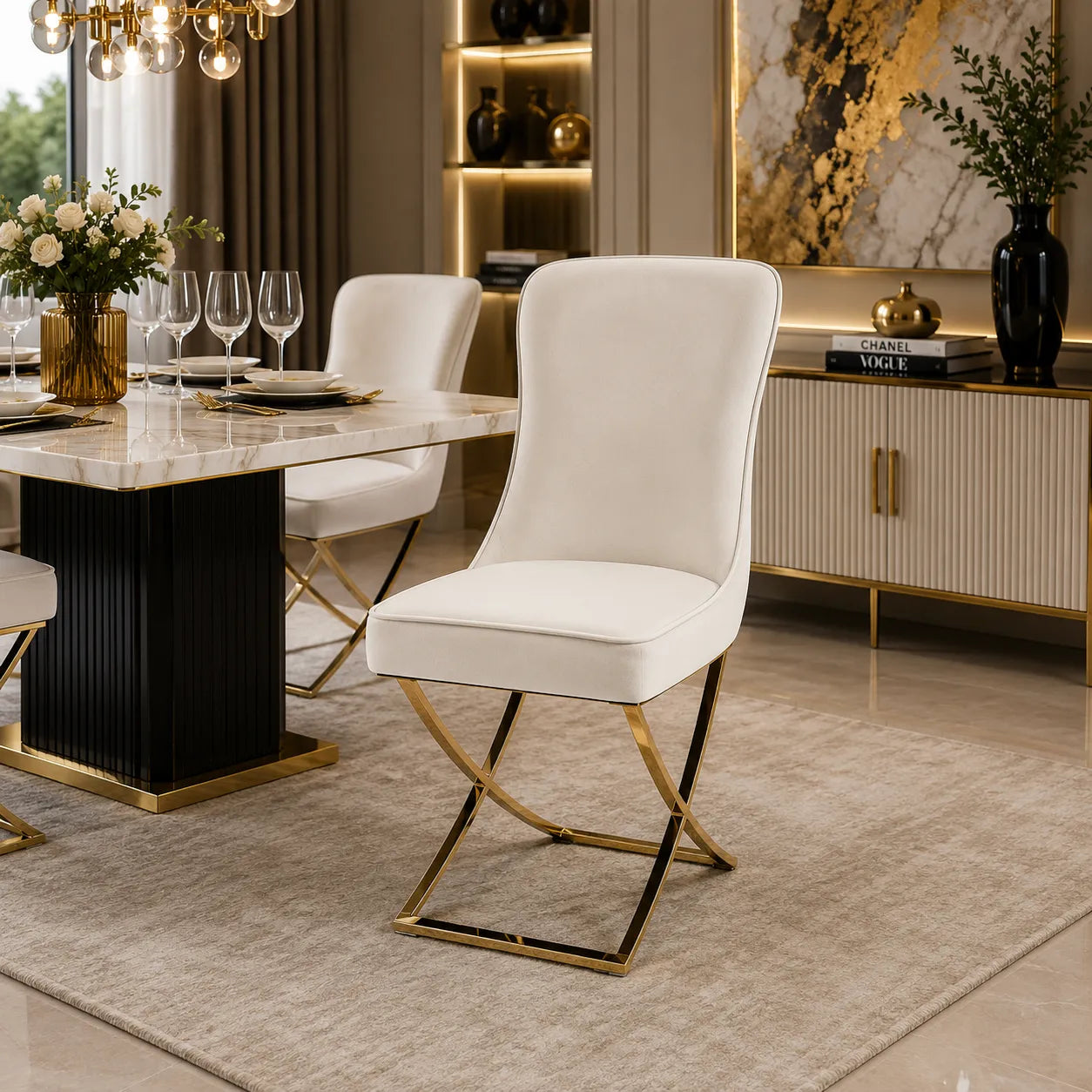 4 Chaises Josephine Pieds Gold
