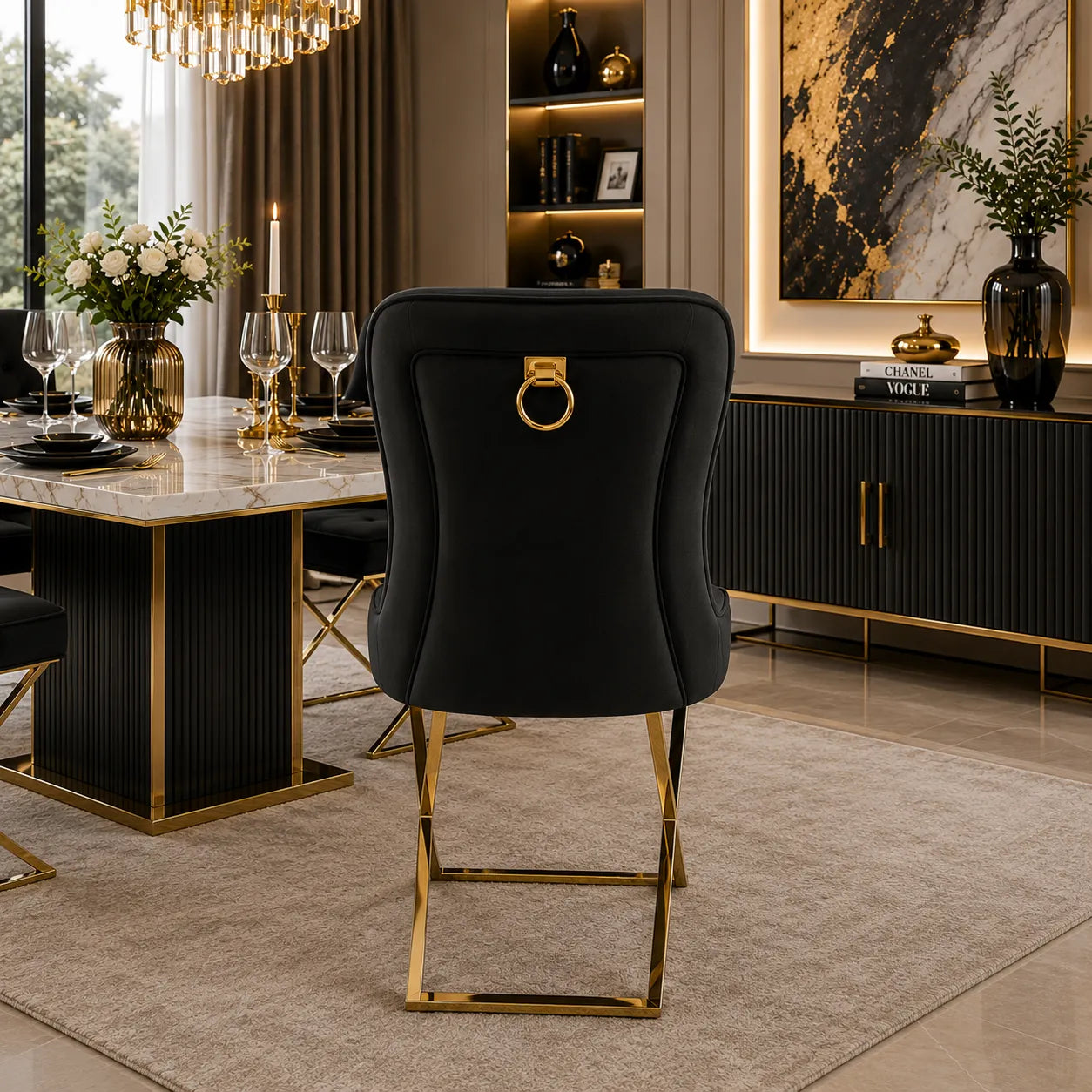 4 Chaises Josephine Pieds Gold