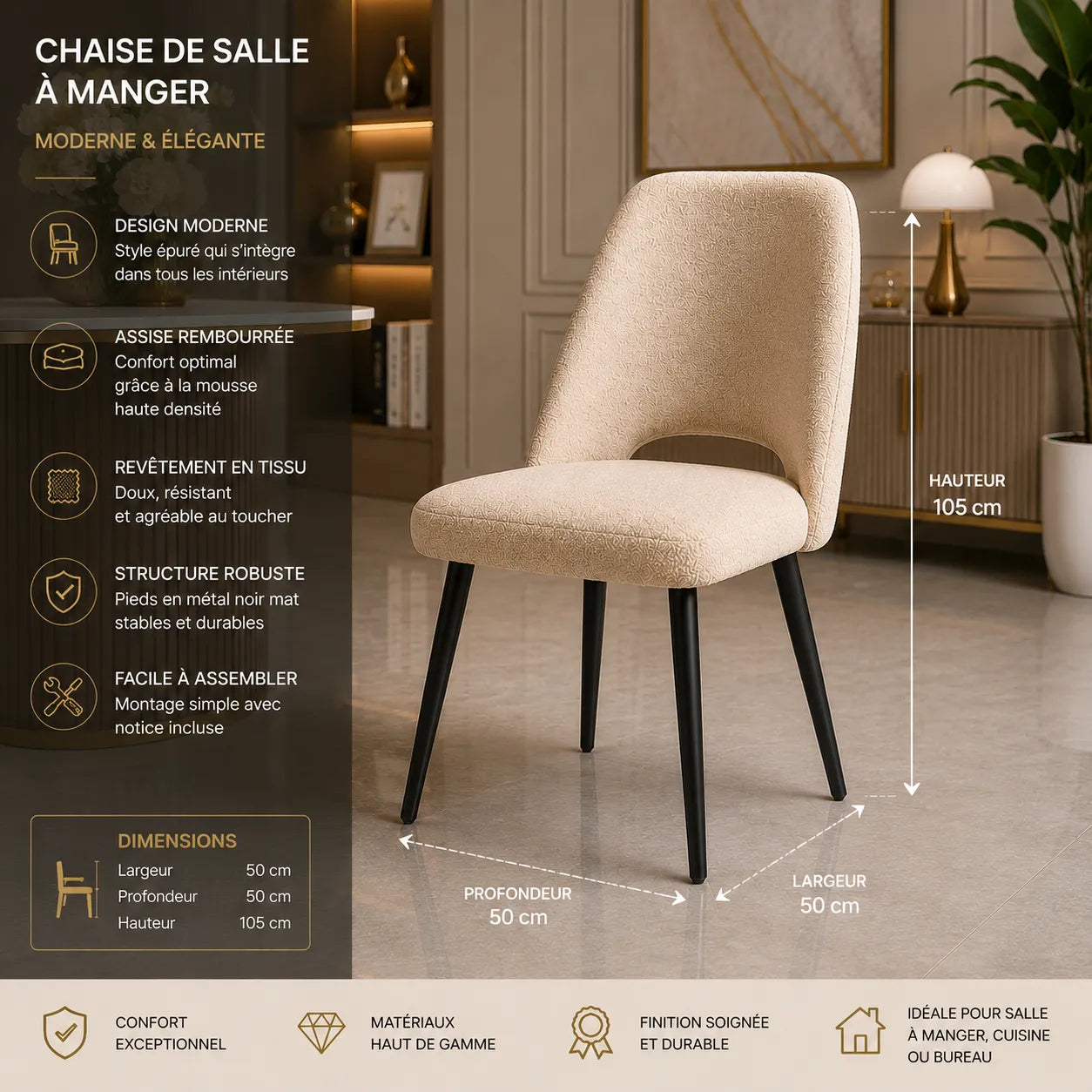 4 Chaises Laine Mouton