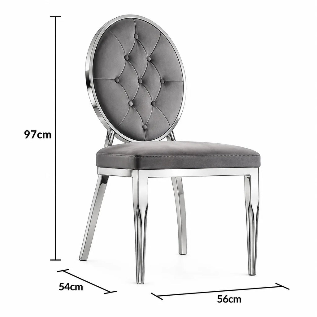4 Chaises Medaillon Capitonne Velours Noir