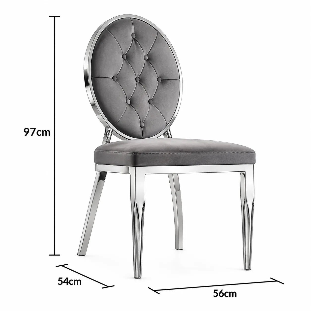 4 Chaises Medaillon Capitonne Velours Noir