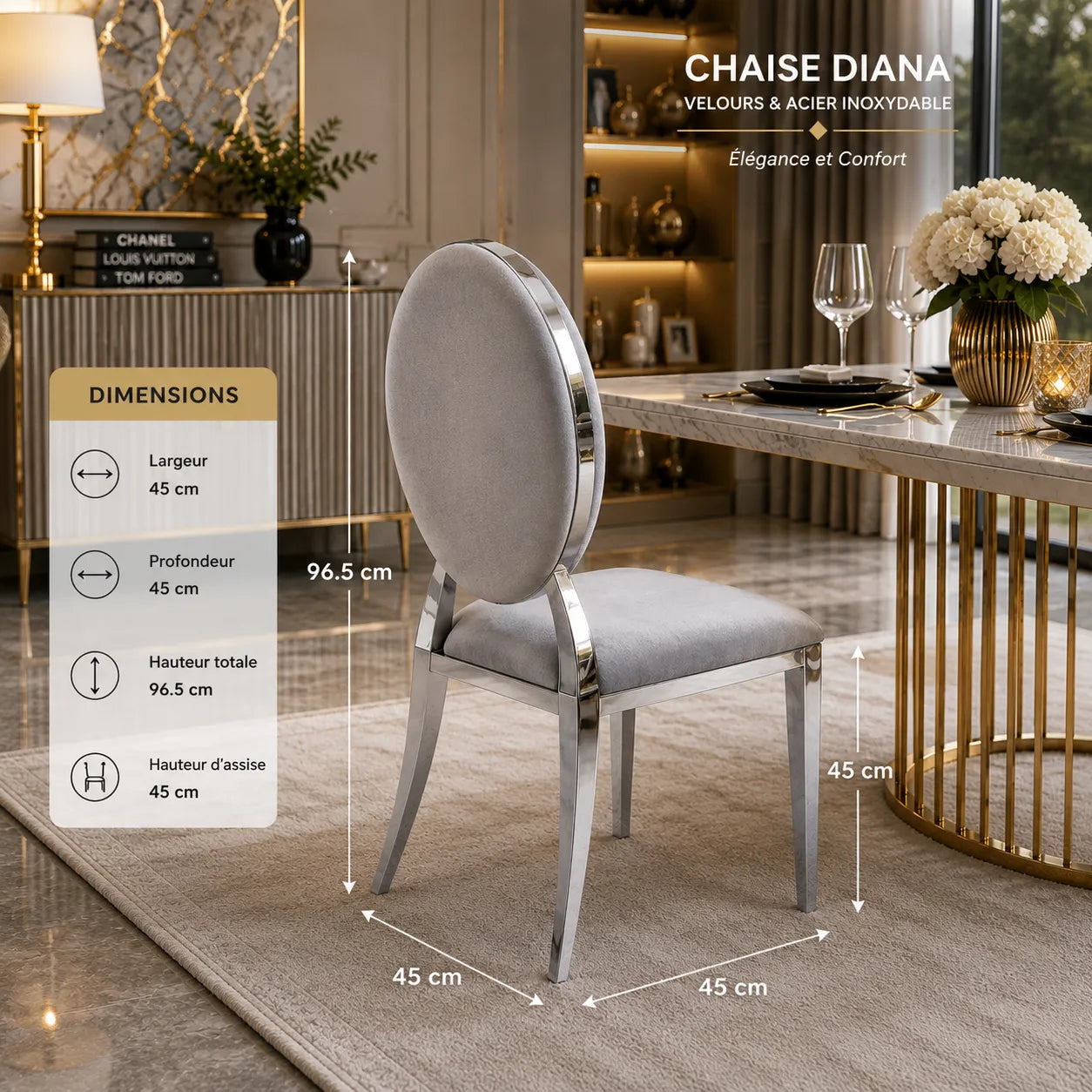 4 Chaises Medaillon Velours