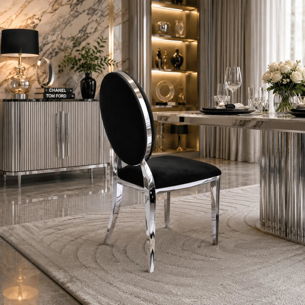 4 Chaises Medaillon Velours