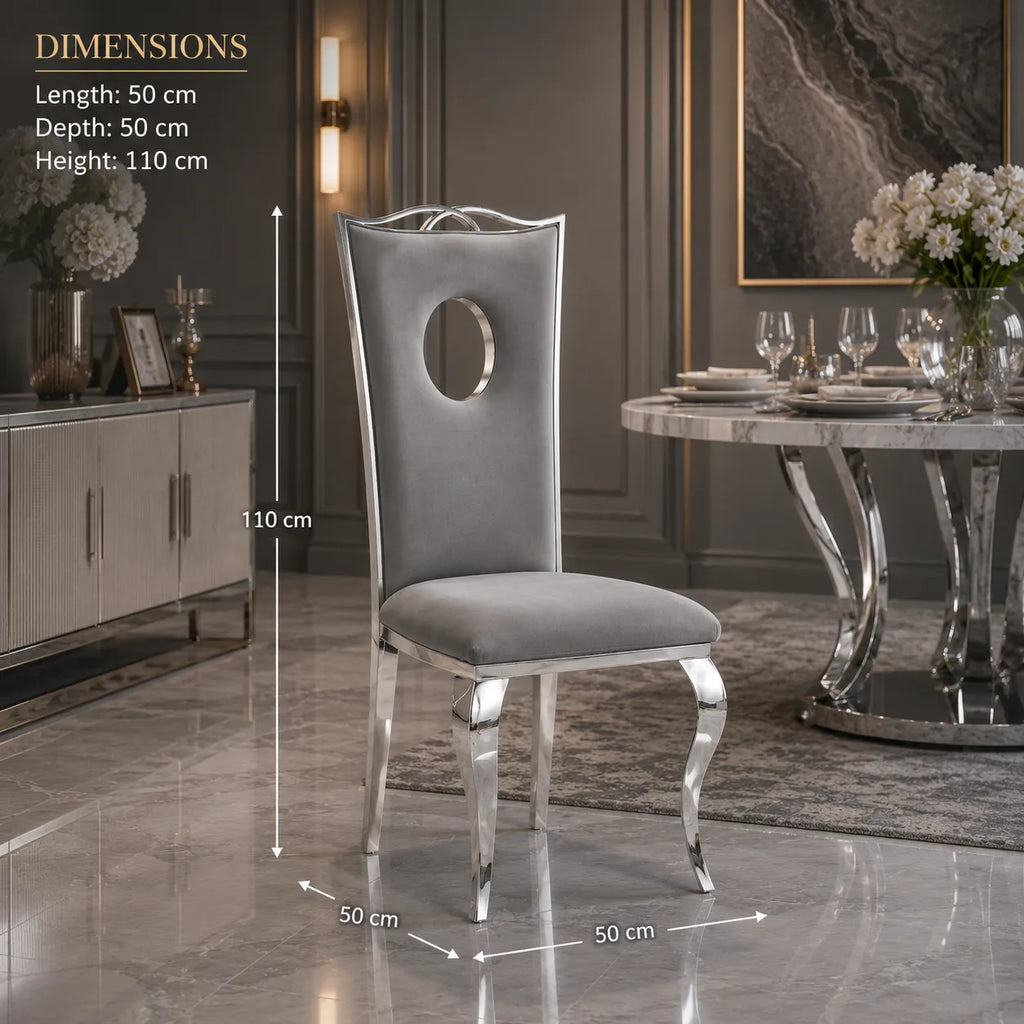 4 Chaises Royal Velours Pieds Chrome