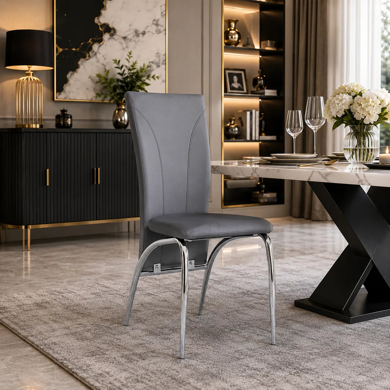 4 Chaises Velours Duna – Salle à Manger Moderne