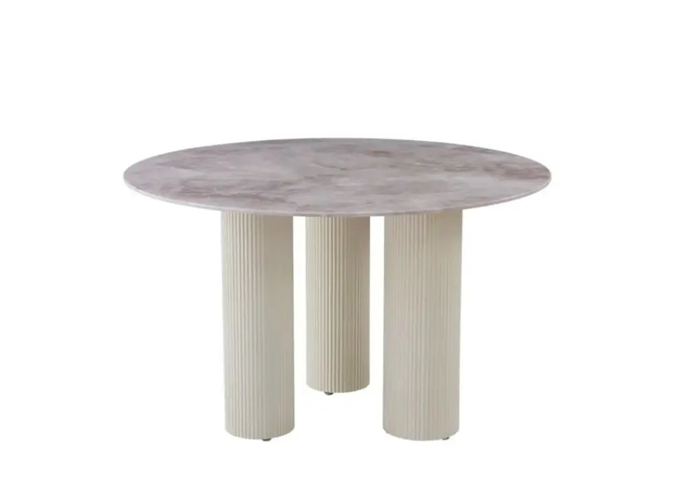 TABLE À MANGER ANAIS AVEC PIEDS EN MÉTAL BEIGE 120 CM Swedzo-Meuble
