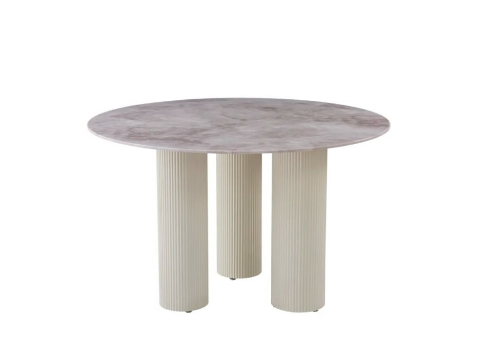 TABLE À MANGER ANAIS AVEC PIEDS EN MÉTAL BEIGE 120 CM