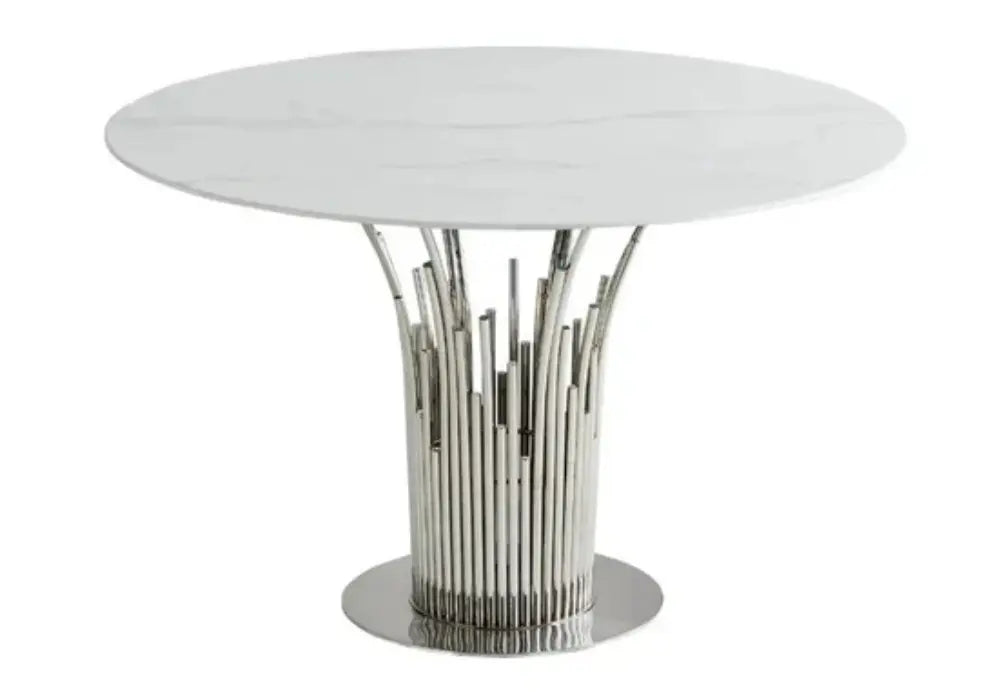 Table à manger ronde marbre Blanc EVE Swedzo-Meuble