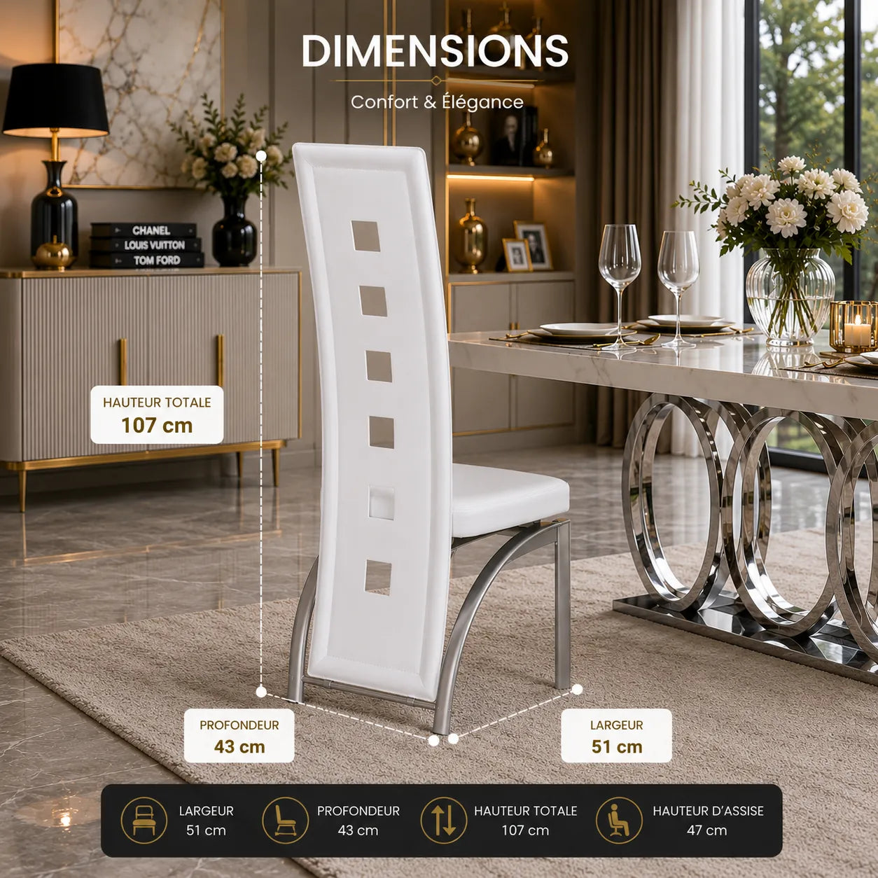 4 Chaises Eve Similicuir Blanc