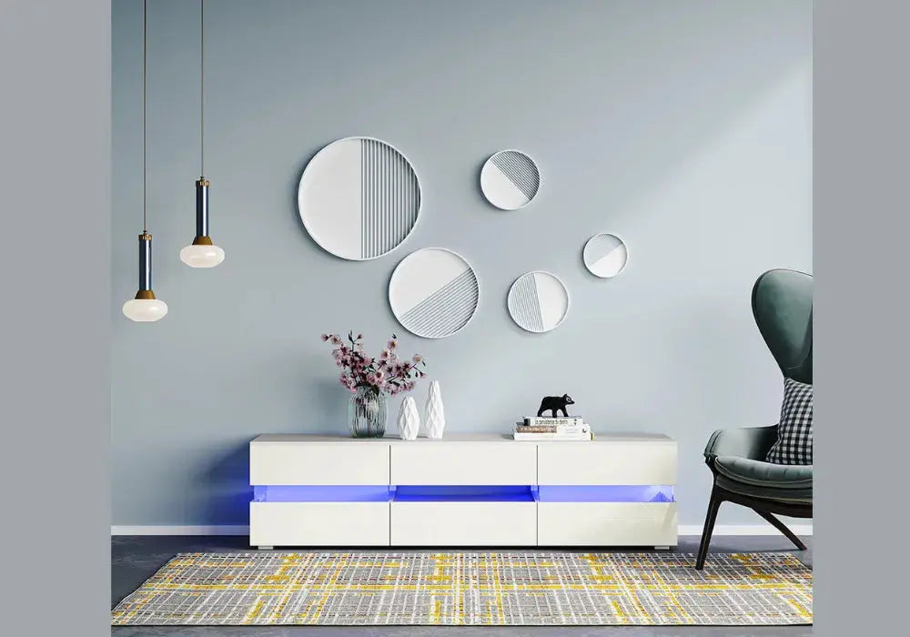 Meuble TV d'appoint en verre laqué Swedzo-Meuble