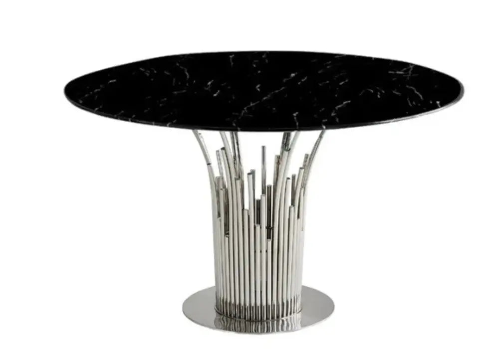 Table à manger ronde marbre noir EVE Swedzo-Meuble