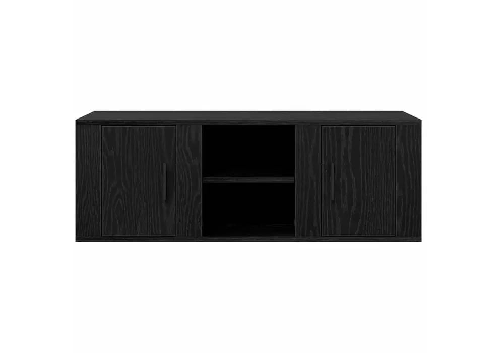 Meuble TV Moderne Noir avec Rangements et Étagères Swedzo-Meuble