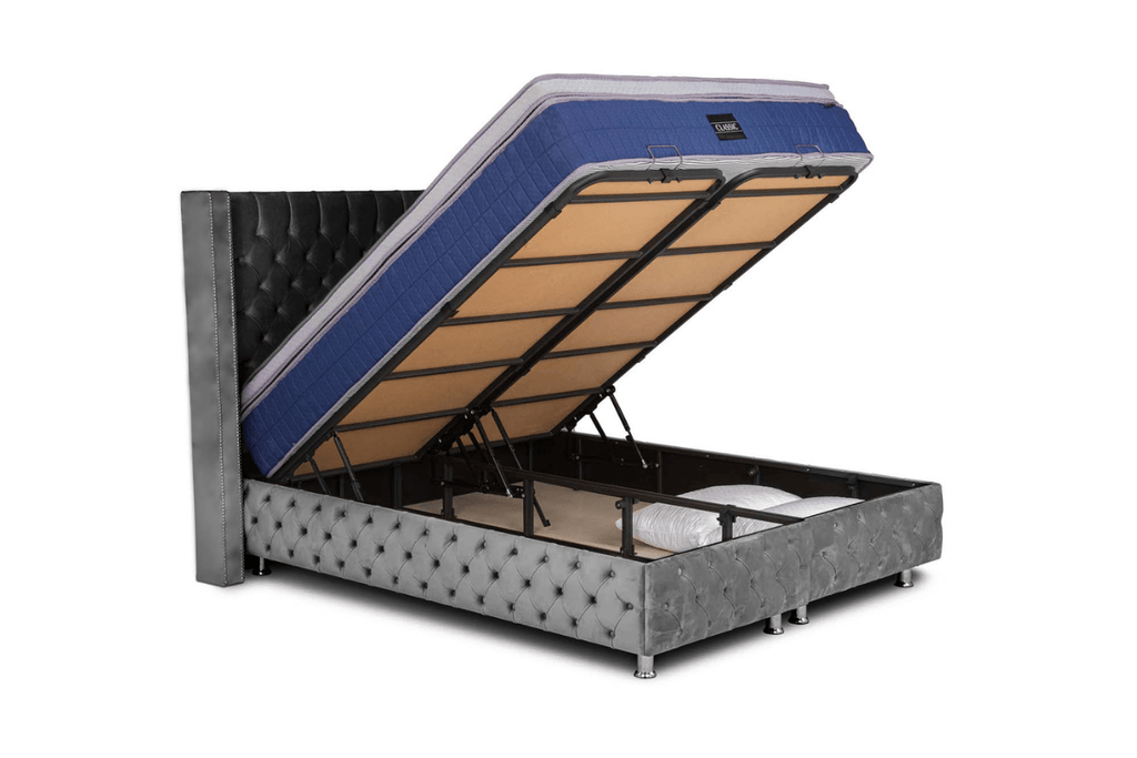 Lit coffre en tissu velours 160x200 cm