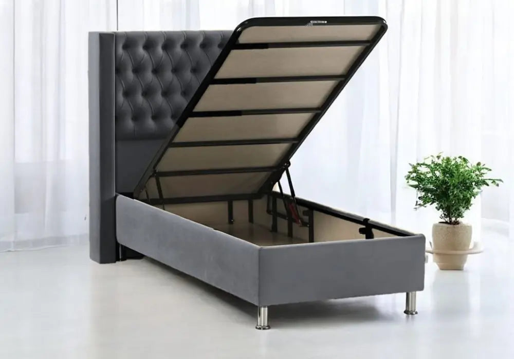 90x190 lit coffre capitonné Swedzo-Meuble