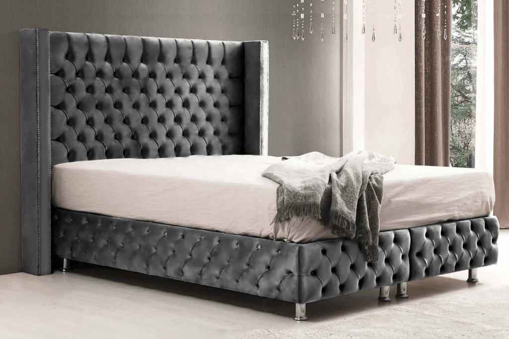 Lit coffre en tissu velours 160x200 cm