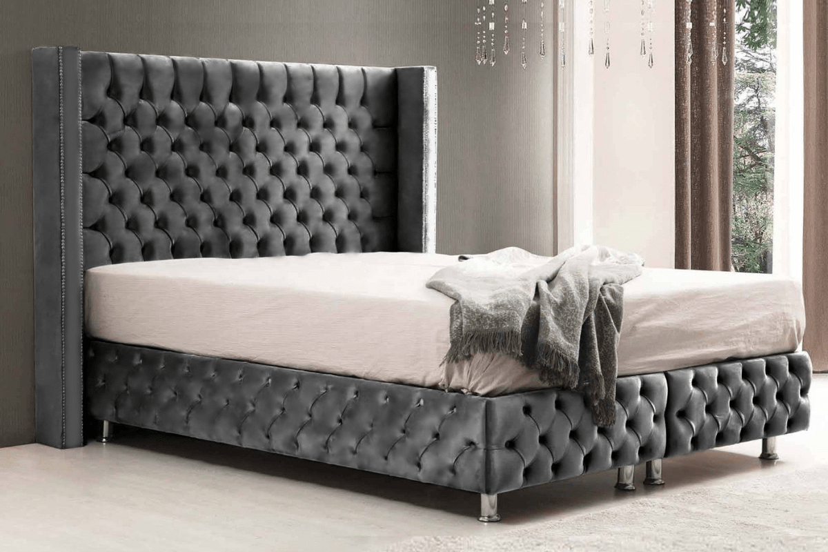 Lit coffre en tissu velours 160x200 cm