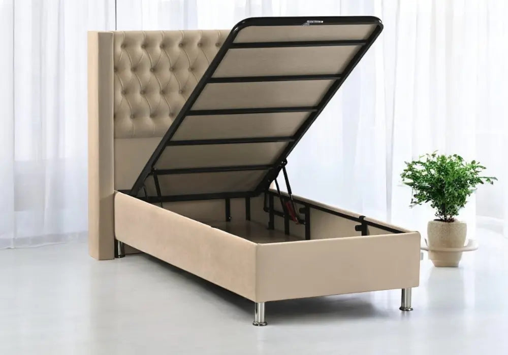 90x190 lit coffre capitonné Swedzo-Meuble
