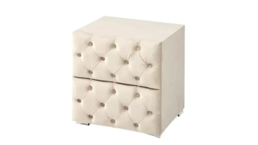 Chevet Capitonné Velours Beige Swedzo-Meuble