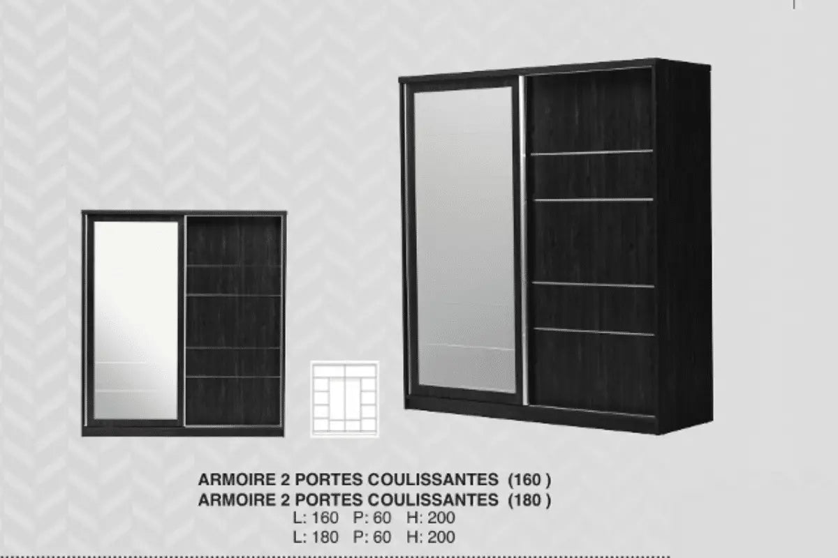 Armoire 2 portes coulissantes Swedzo-Meuble