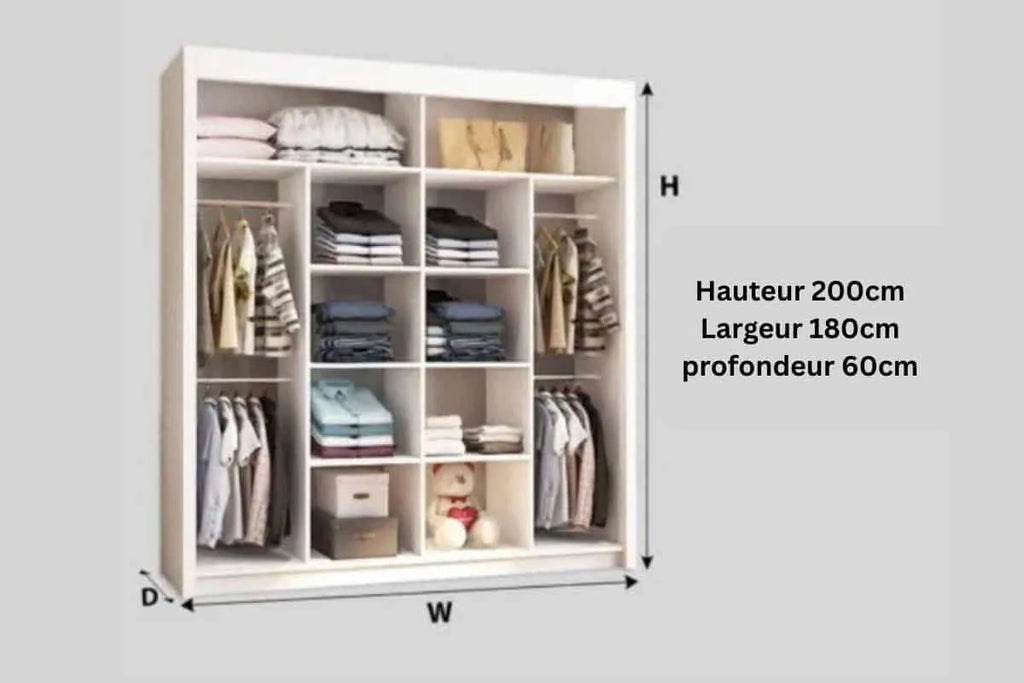Armoire é portes coulissantes Lyon largeur 180cm